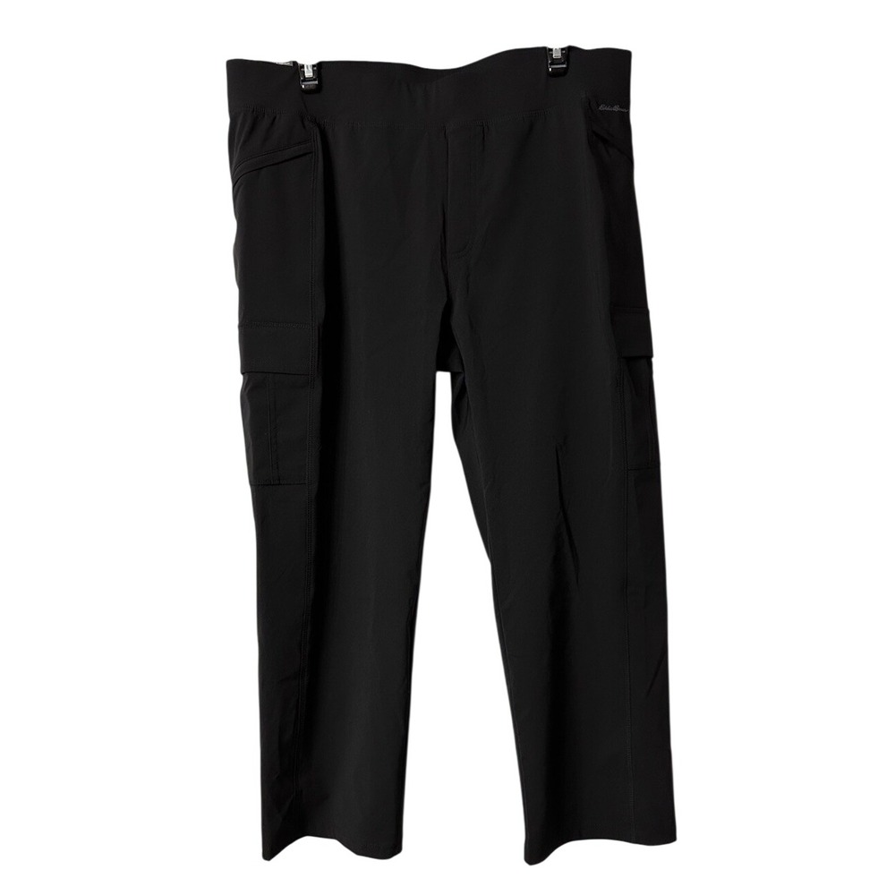 NWT Eddie Bauer Womens Stratify Slightly Curvy Black Cropped Active Pants 16